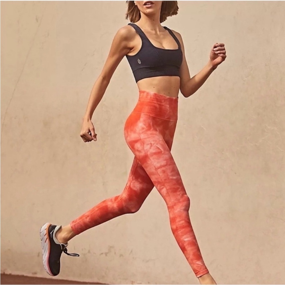 Good karma FP Movement by Free People Orange Tie-Dye High-Rise Leggings